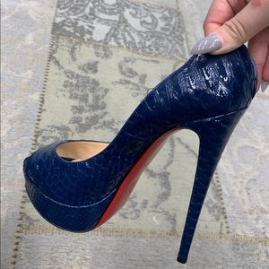 Authentic Louboutin open toe snakeskin pumps 39